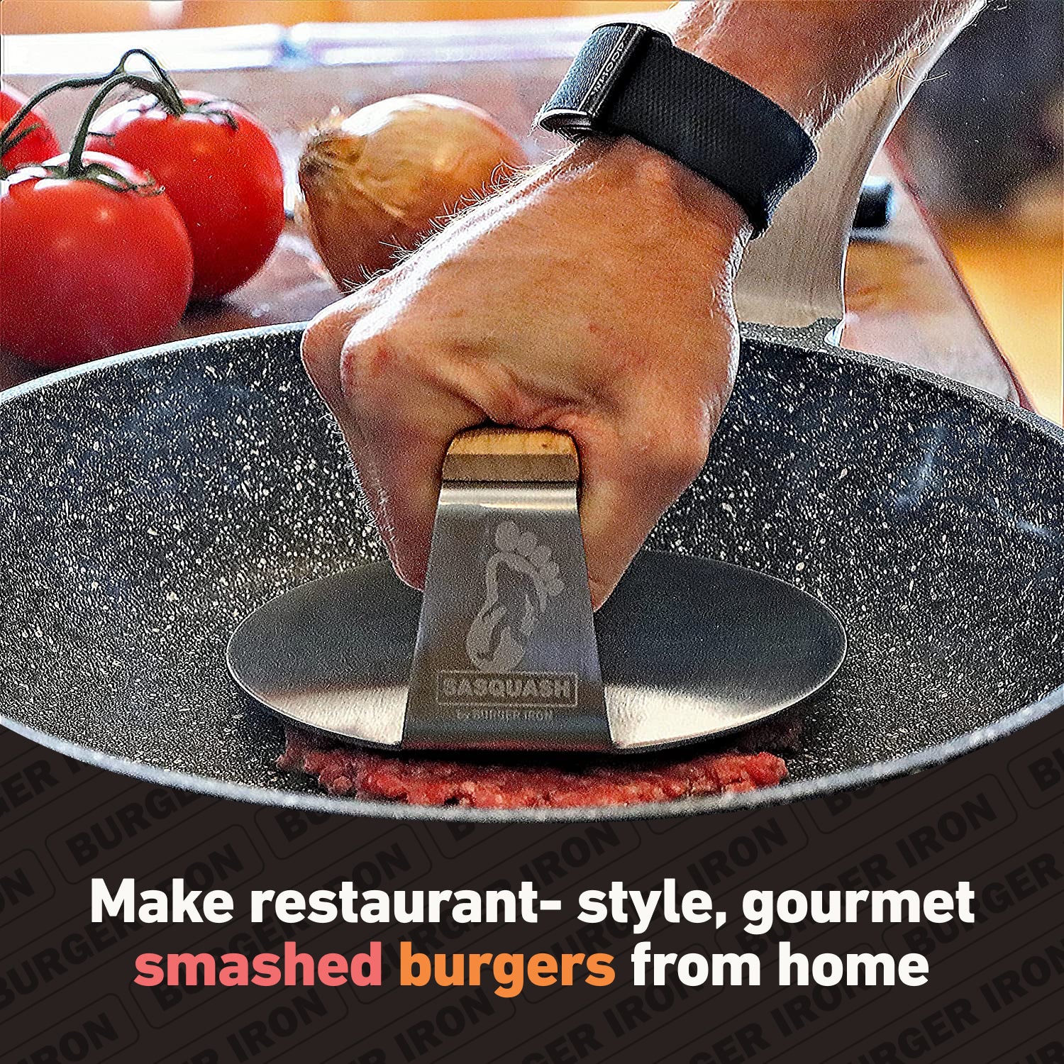 The Burger Smasher | Cast Iron Burger Press - Perfect Thin Patty Burgers  with Smasher Tool to Cook at Home | Great Holiday Gift!